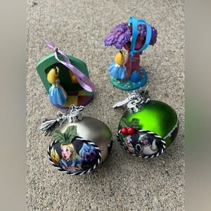 4 Alice in Wonderland Themed Ornaments from Disney Parks